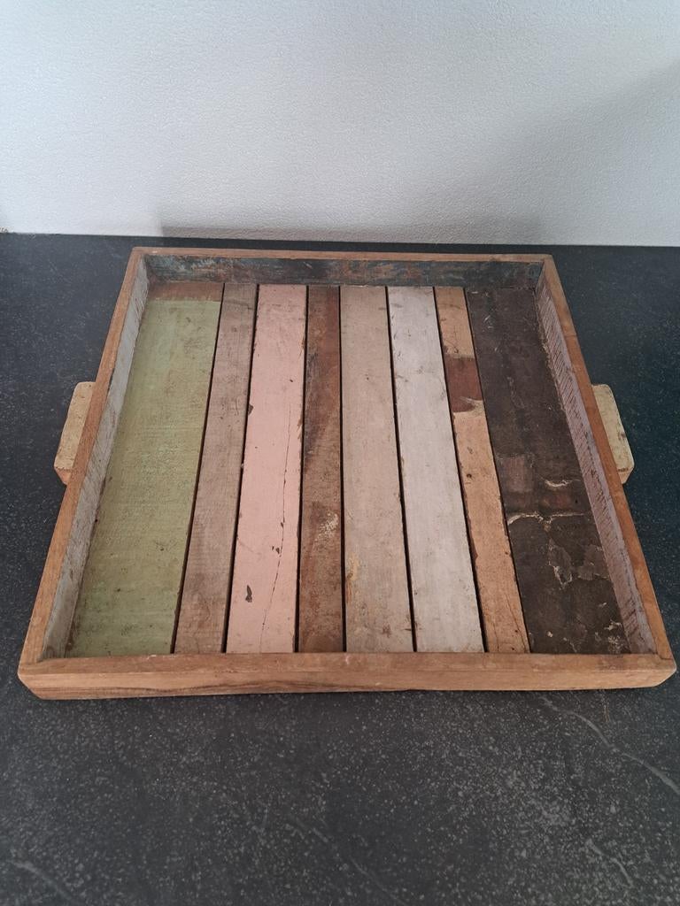 Teakhouten dienblad 45x45 boothout, sloophout, Ophalen of Verzenden, Zo goed als nieuw, Rechthoekig, Hout