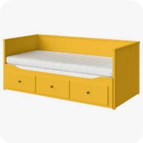 GEZOCHT IKEA hemnes bedbank geel, Ophalen, Tweepersoons, Zo goed als nieuw, 80 cm