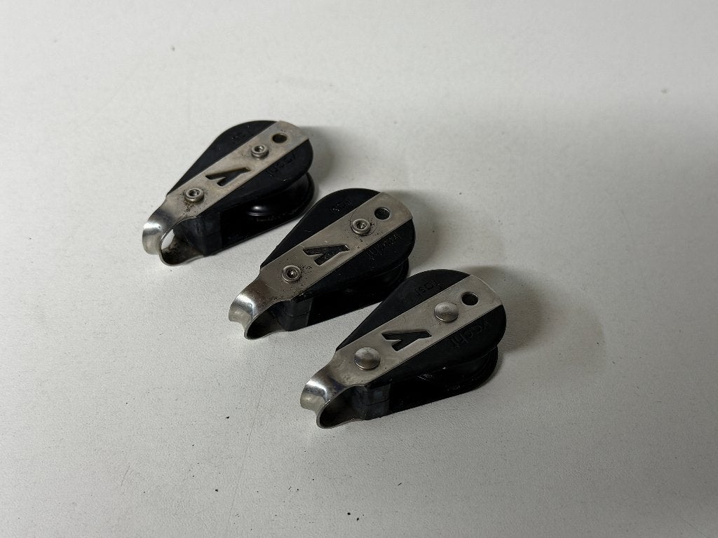3 x Y 1 schijfs blok 27 mm tot 8 mm lijn gelagerd, Watersport en Boten, Accessoires en Onderhoud, Ophalen of Verzenden, Gebruikt