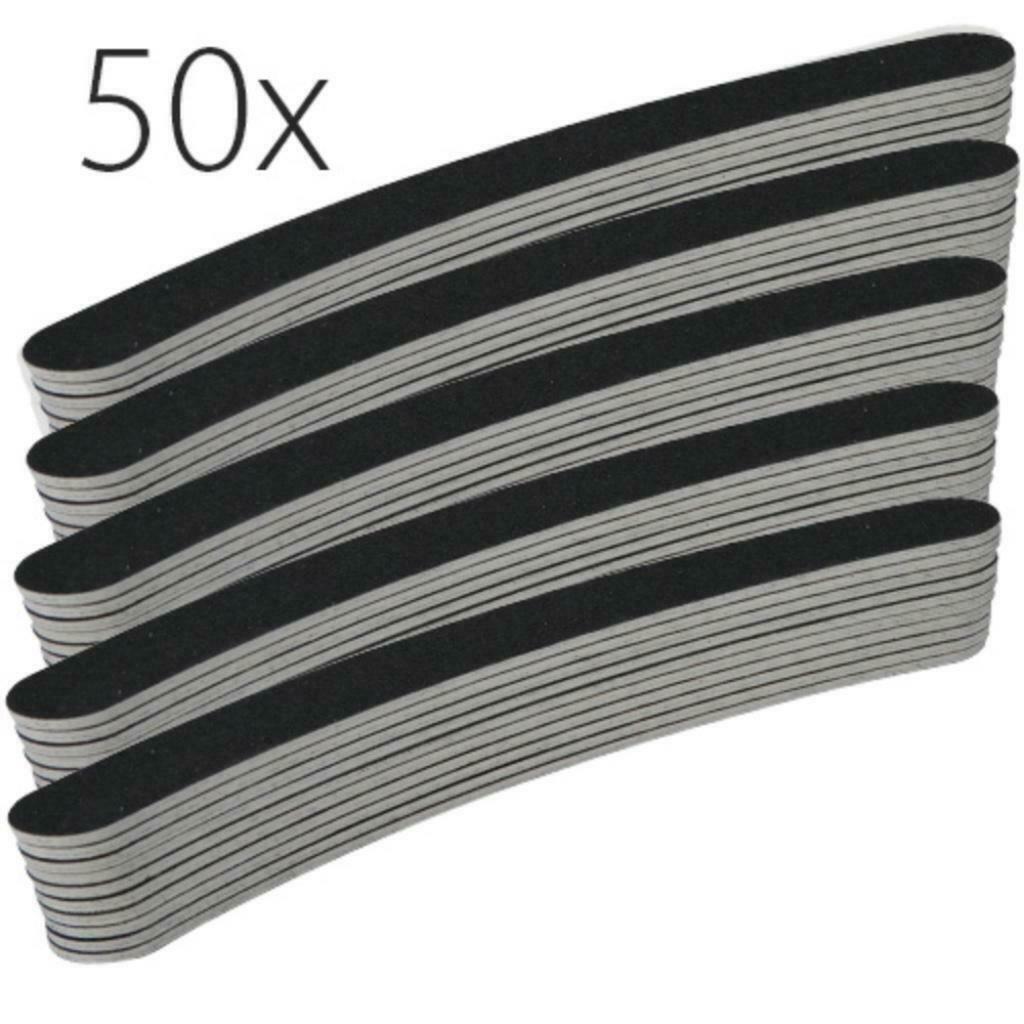 50x goedkope nagelvijlen #100/180, krom, boemerang, zwart, Zwart, Nieuw, Ophalen of Verzenden, Handen en Nagels