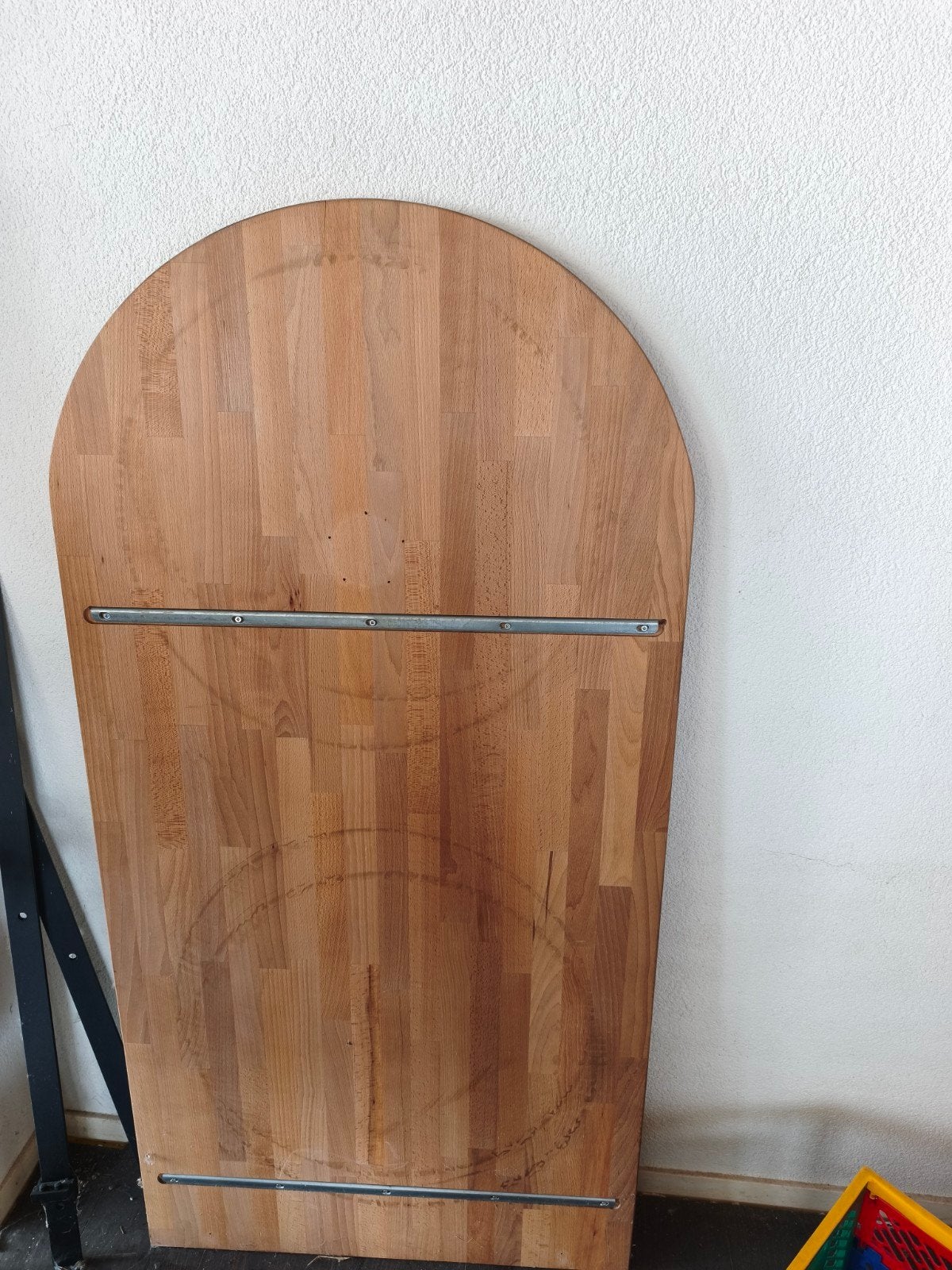 Houten bartafel met metalen poot, Huis en Inrichting, Ophalen, Gebruikt
