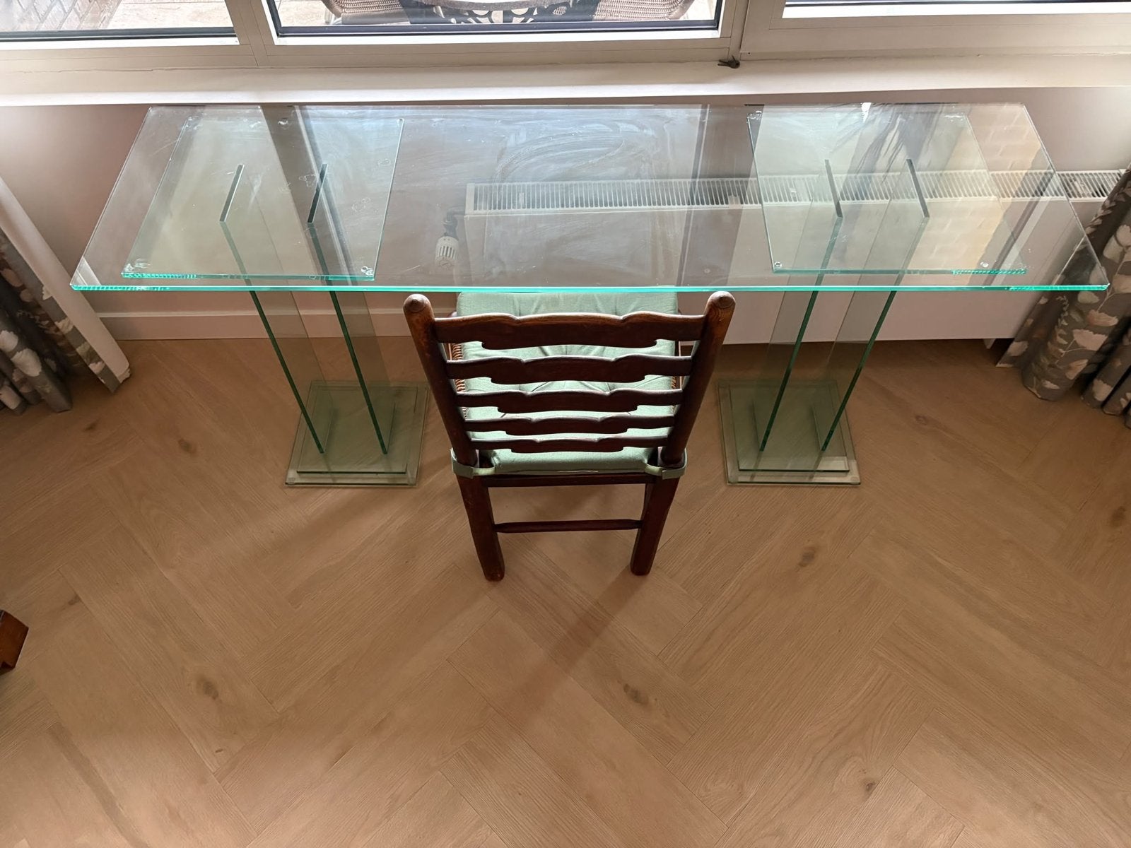 Glazen Dressoir / Bureau / side table + tafeltje, Ophalen, Gebruikt, Glas, 75 cm of meer