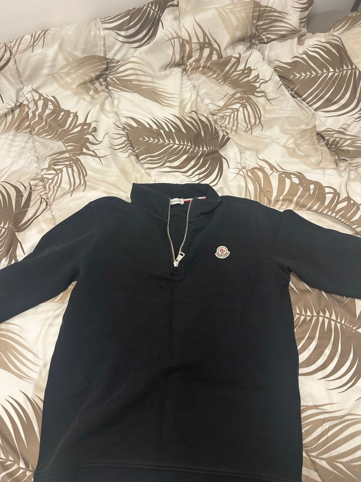 Moncler Quarter Zip Trui - Zwart, Ophalen of Verzenden, Gedragen, Maat 48/50 (M), Zwart