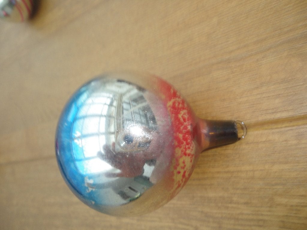Mooie grote ronde Ajeko kerstbal zilver met roze en blauw, Ophalen of Verzenden, Gebruikt