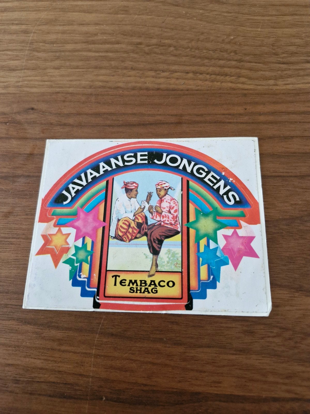 11056 Vintage Javaanse Jongens Tembaco Shag Sticker, Ophalen of Verzenden, Gebruikt, Overige typen