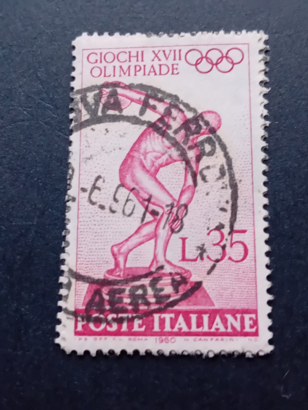 Italiaanse Postzegel Olympische Spelen 1960, Verzamelen, Ophalen of Verzenden, Gebruikt, Sport
