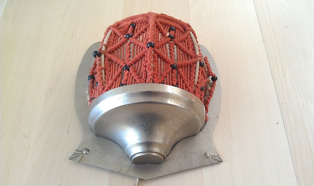 Arts & crafts art deco wandlampje met knoopwerk en kralen, Ophalen of Verzenden