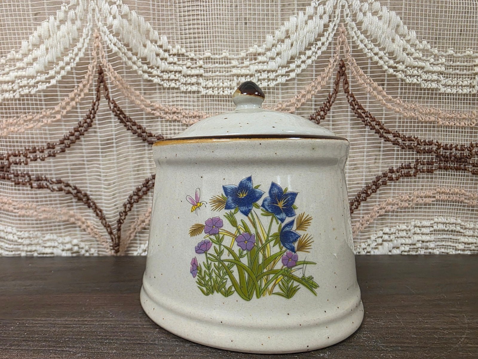 Wildflower suikerpot met deksel vintage servies blauwe bloem, Gebruikt, Overige merken, Keramiek, Overige typen