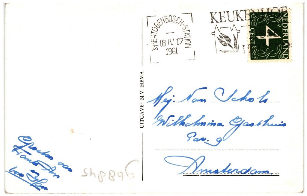 968845	Den Bosch	Stadhuis	1961	Gelopen met postzegel, Ophalen of Verzenden, 1960 tot 1980, Gelopen, Noord-Brabant