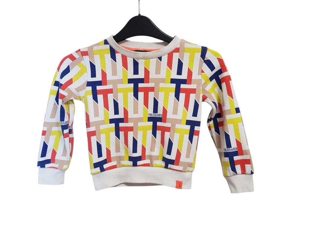 Super leuke TRUSSARDI sweater met grafische print mt 3/98., Verzenden, Trussardi, Trui of Vest, Zo goed als nieuw