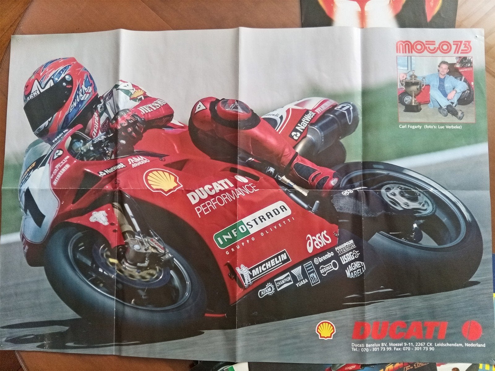 Poster Carl Fogarty Ducati - Motorsport Legende, Ophalen of Verzenden, Ducati