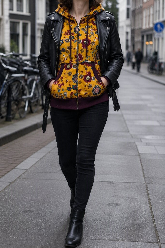 Hippie Boho Bloemenprint Hoodie Vest - Vrouwen - Maat L, Meerkleurig, Maat 42/44 (L), Zo goed als nieuw, Boho style