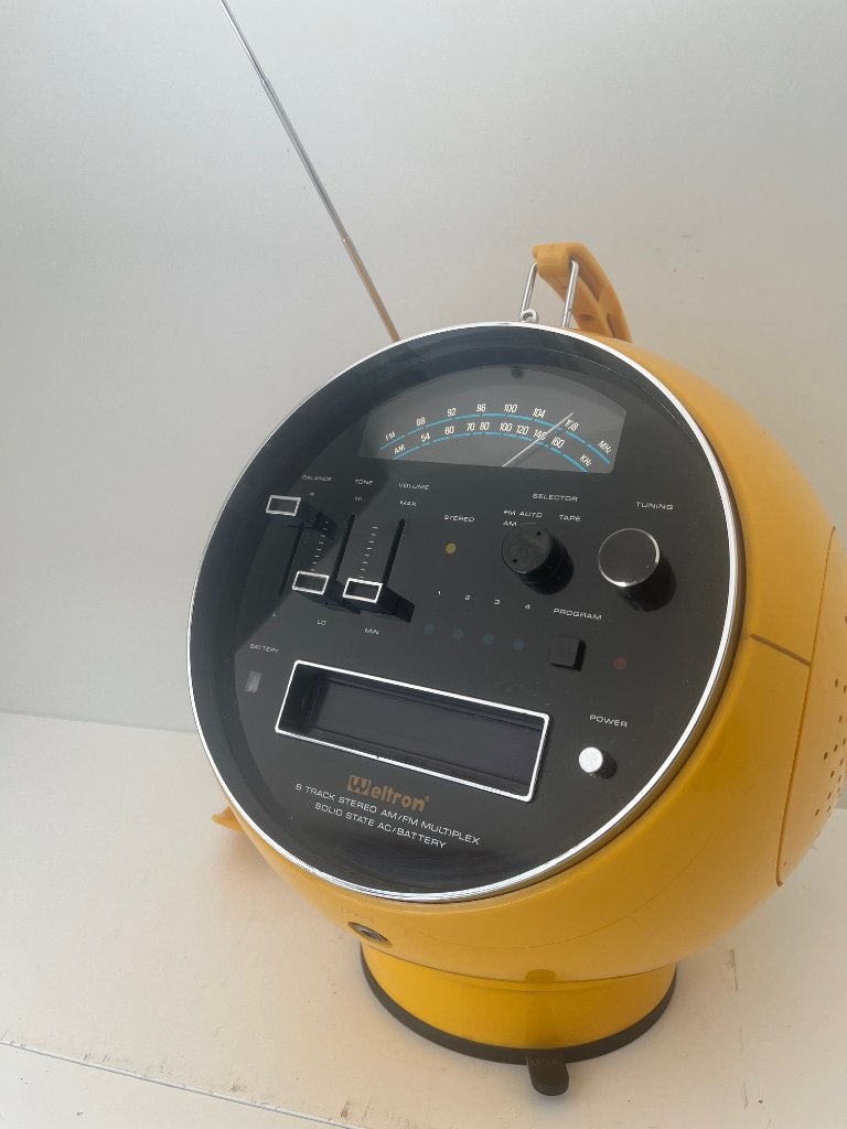 Vintage Weltron 2001 Space Ball Radio - Geel, Ophalen of Verzenden