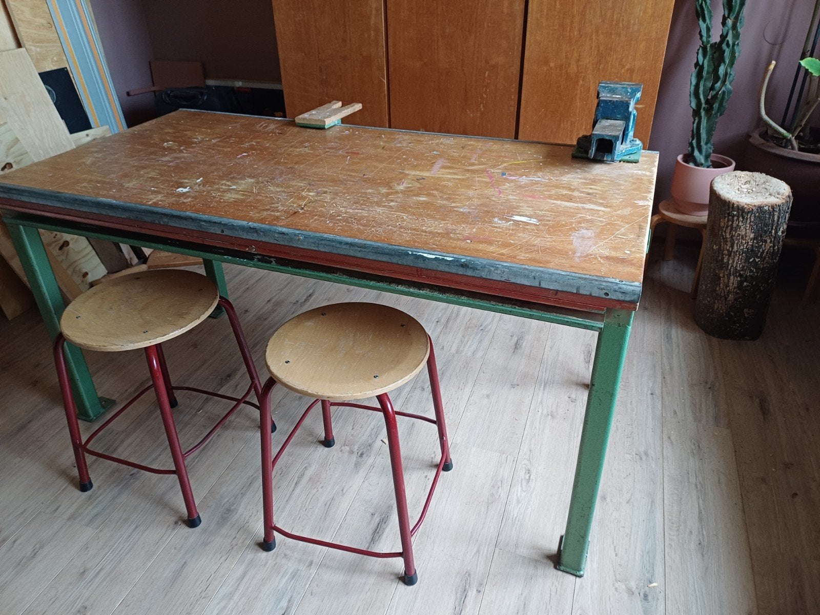 vintage werkbank, Ophalen, Gebruikt, Bankschroef