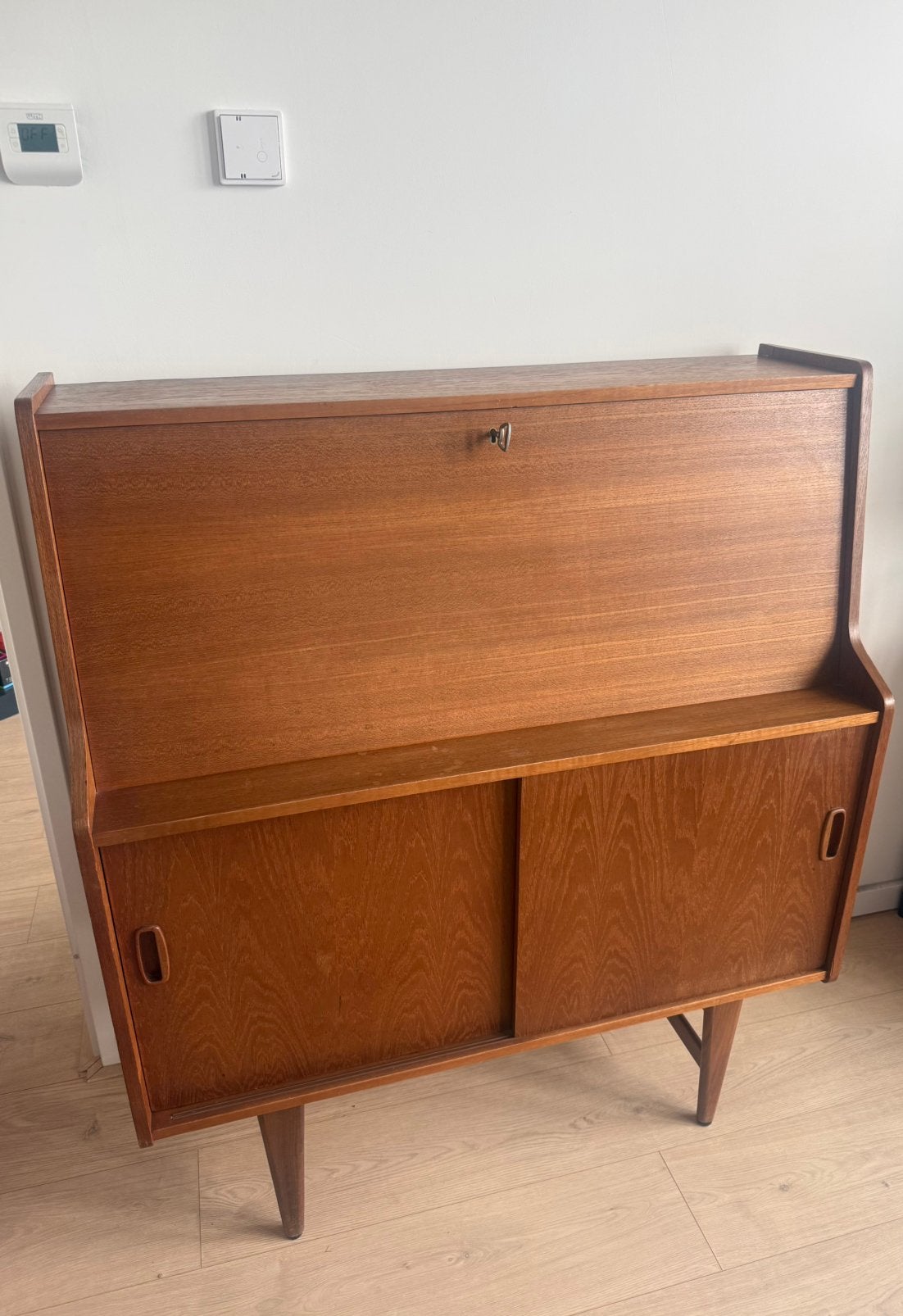 Vintage jaren 60 secretaire / klepbureau – mid-century, Huis en Inrichting, Ophalen of Verzenden, Gebruikt, Mid century