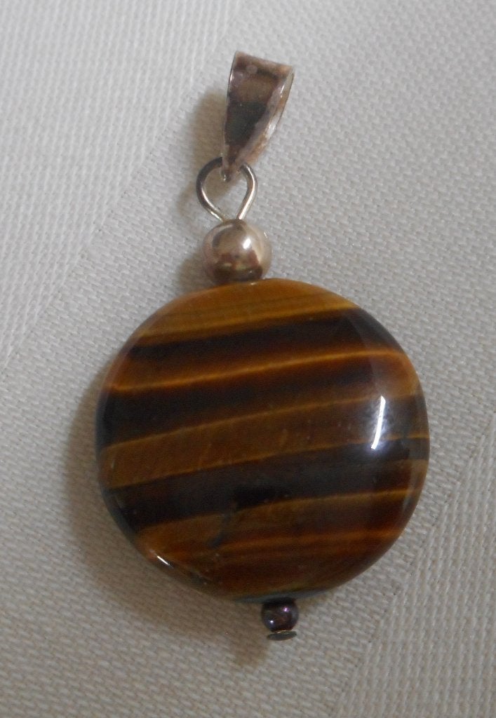 Mooie steen hanger met zilveren hangoog nr.1299, Verzenden, Zo goed als nieuw, Bruin, Zilver