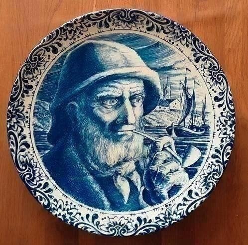 Delfts blauw wandbord 28 cm diameter Boch frères La Louvière, Antiek en Kunst, Ophalen of Verzenden