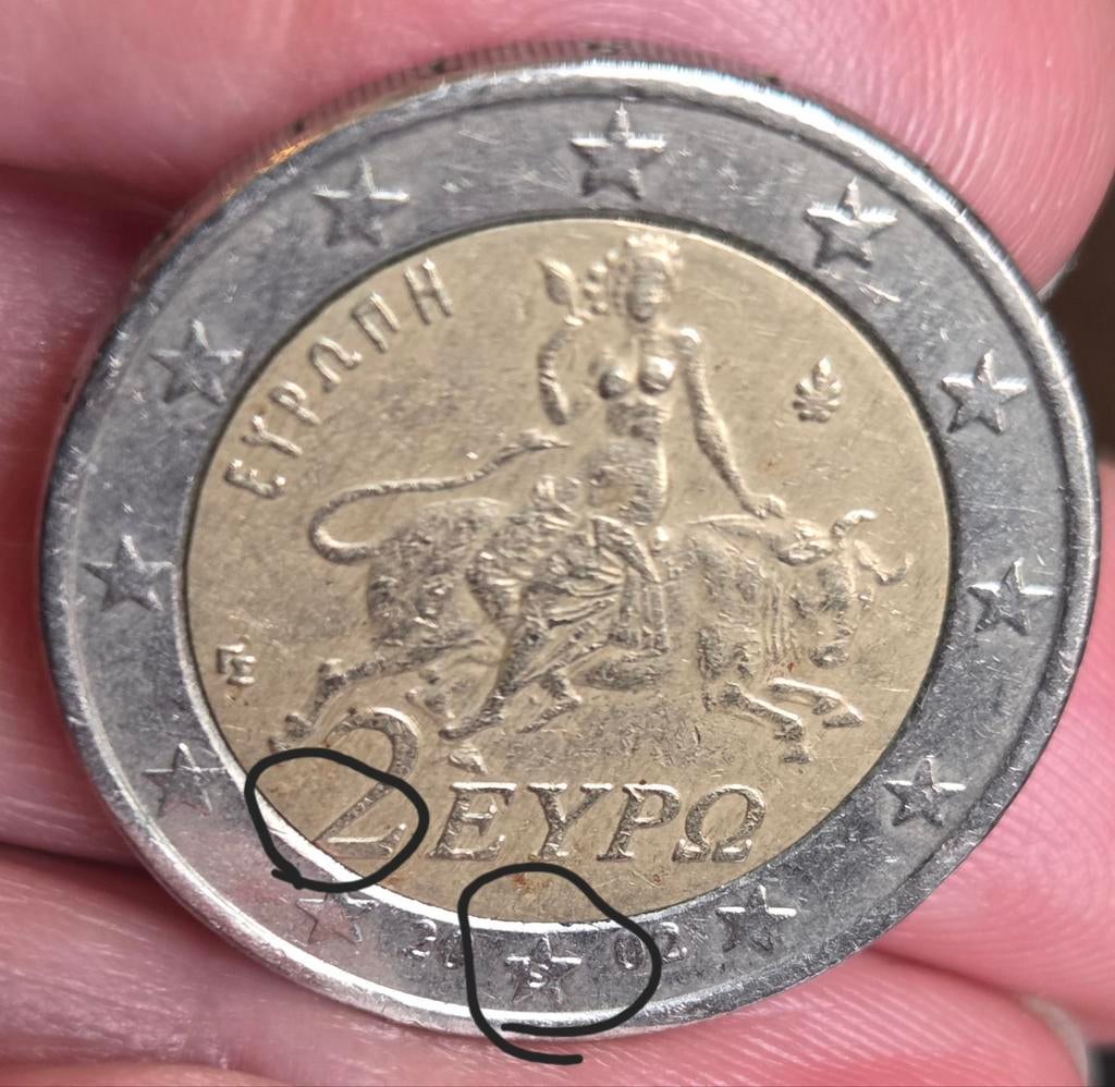 2 euro Griekenland 2002 s + error / misslag, Ophalen of Verzenden, Griekenland, 2 euro, Losse munt