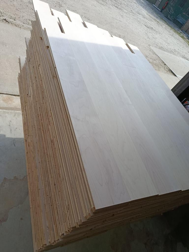 41,5M2 esdoorn toplaag duo-parket #VERNIEUWD#, Ophalen of Verzenden, Gebruikt, Hout, Minder dan 20 mm