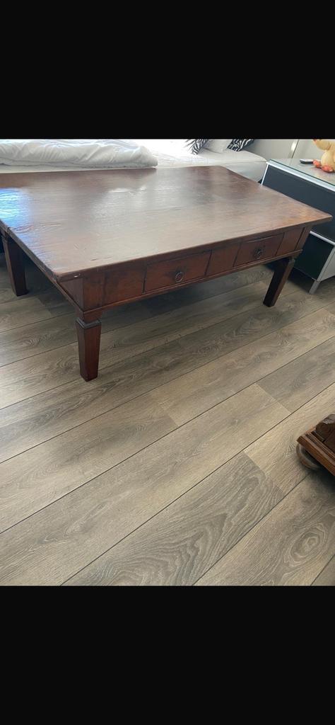 Kastanje houten salontafel, 100 tot 150 cm, Zo goed als nieuw, Minder dan 50 cm, Rechthoekig
