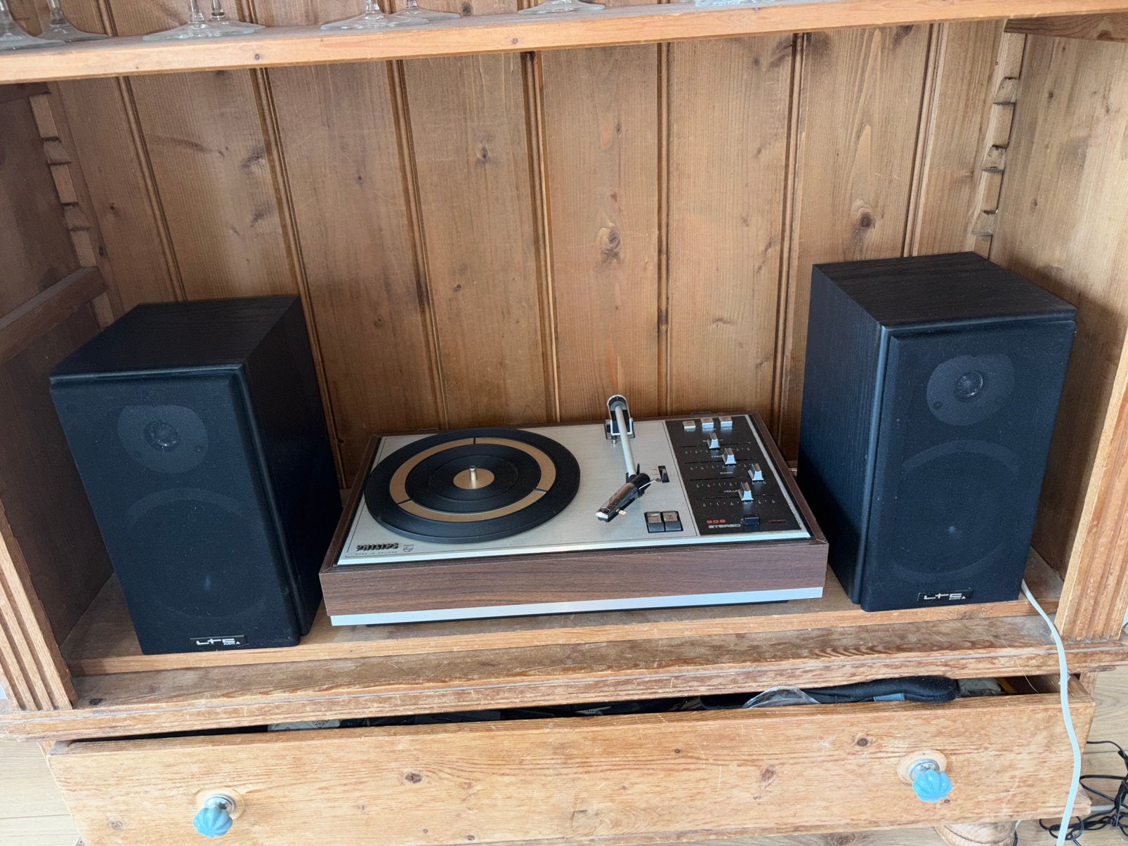 Vintage Philips 805 Stereo platenspeler + speakers, jaren 70, Ophalen, Zo goed als nieuw, Overige merken