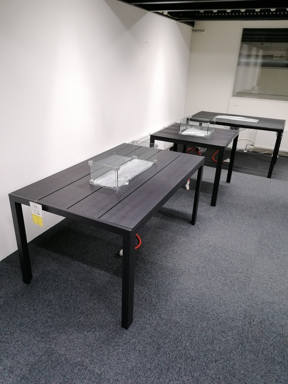 Vuurtafel-Eettafels met RVS brander, glasombouw & afdekplaat, Ophalen, Nieuw, Waterbestendig, Vloer