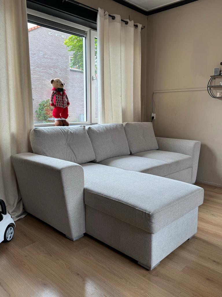 Comfortabele Hoekbank met Slaapfunctie en Opbergruimte, Ophalen, 100 tot 125 cm, Hoekbank, Driepersoons