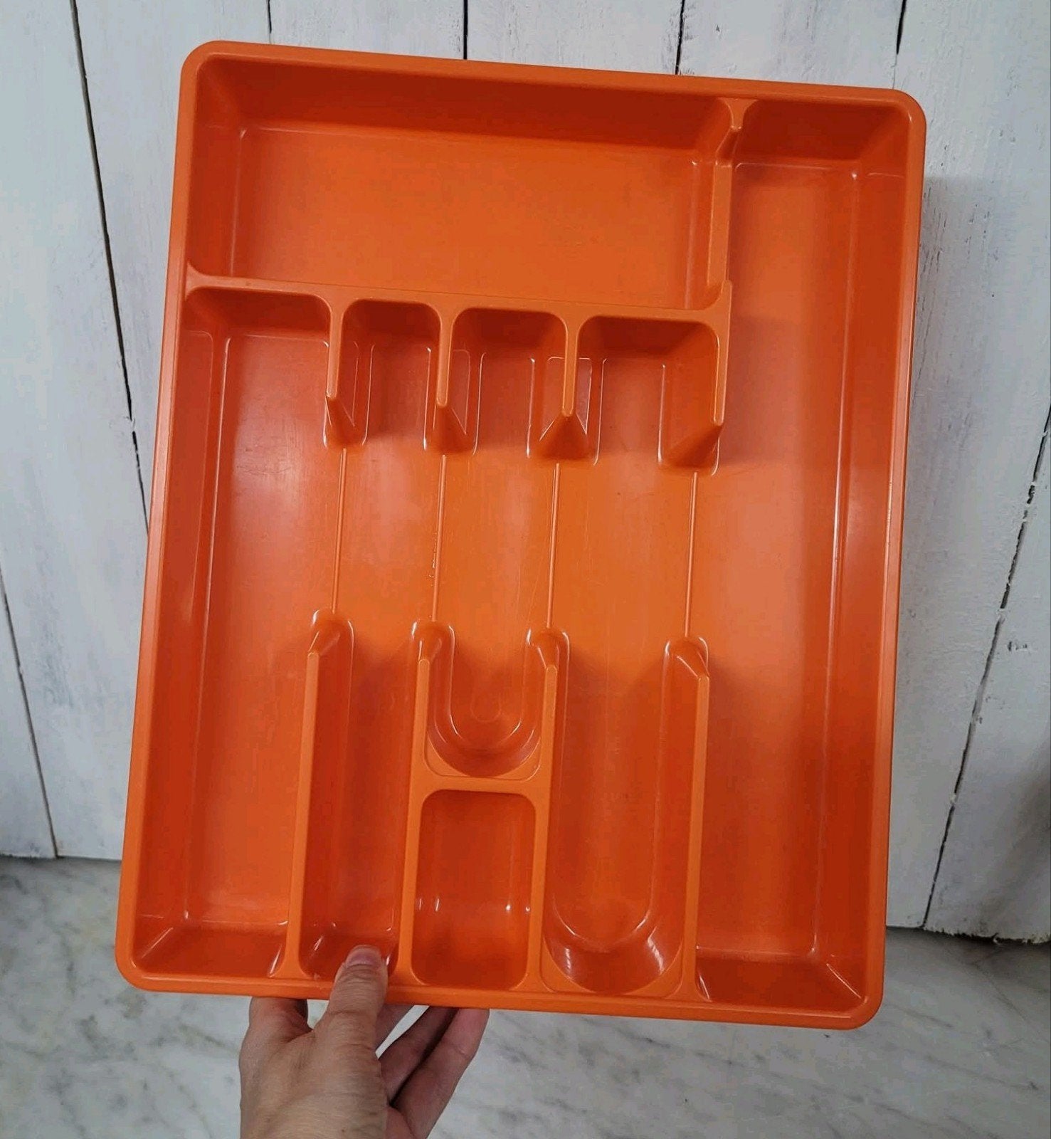 Retro oranje bestekbak, Verzenden, Huis en Inrichting