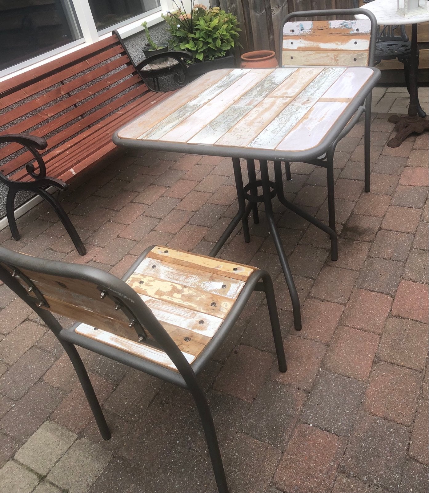 Bistro set PTMD Gunter-collectie, Eettafel, Zo goed als nieuw, Tuinset, Hout