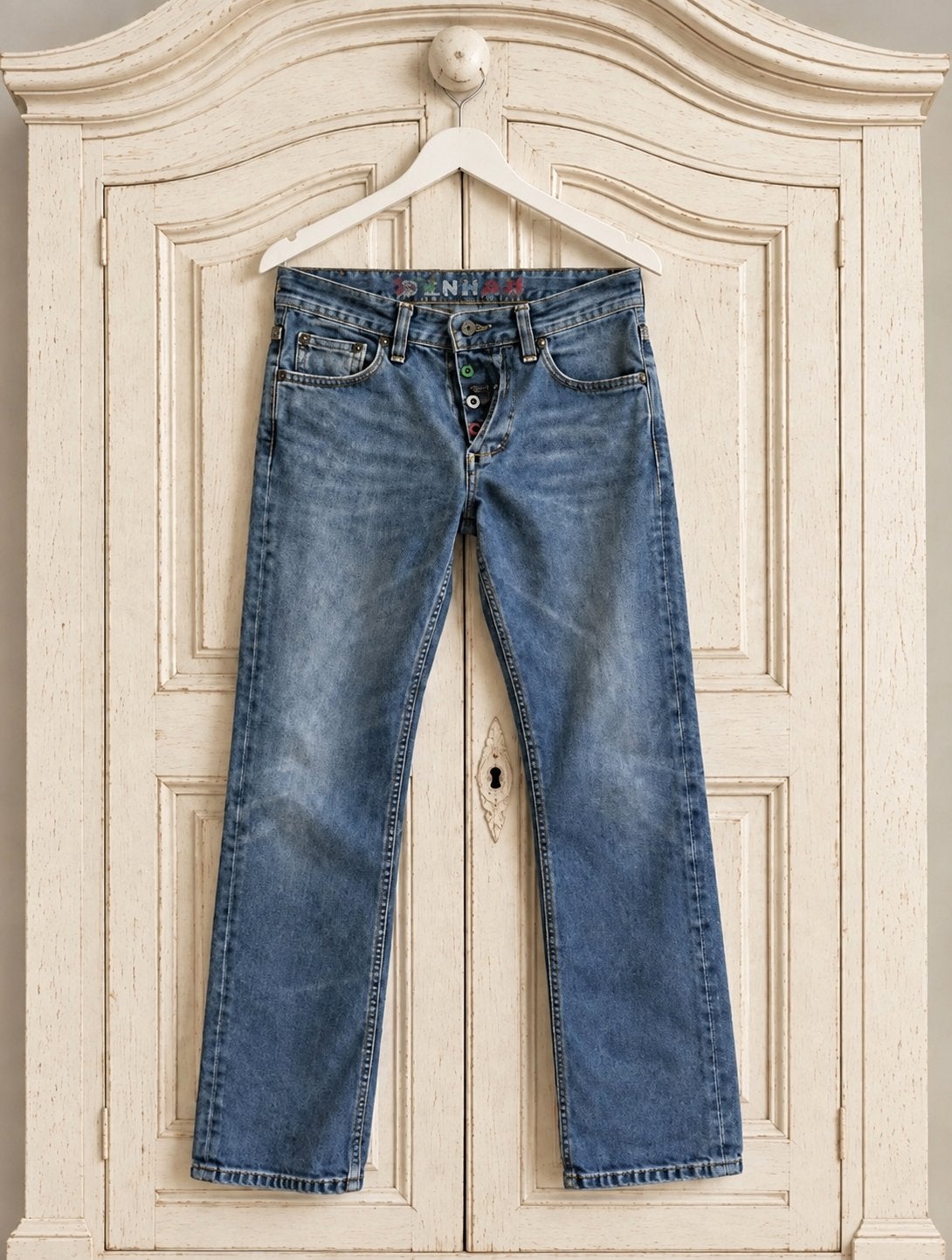 DENHAM Razor Slim Fit heren spijkerbroek W33 L32 blauw, Ophalen of Verzenden, Zo goed als nieuw, Blauw, W33 - W34 (confectie 48/50)