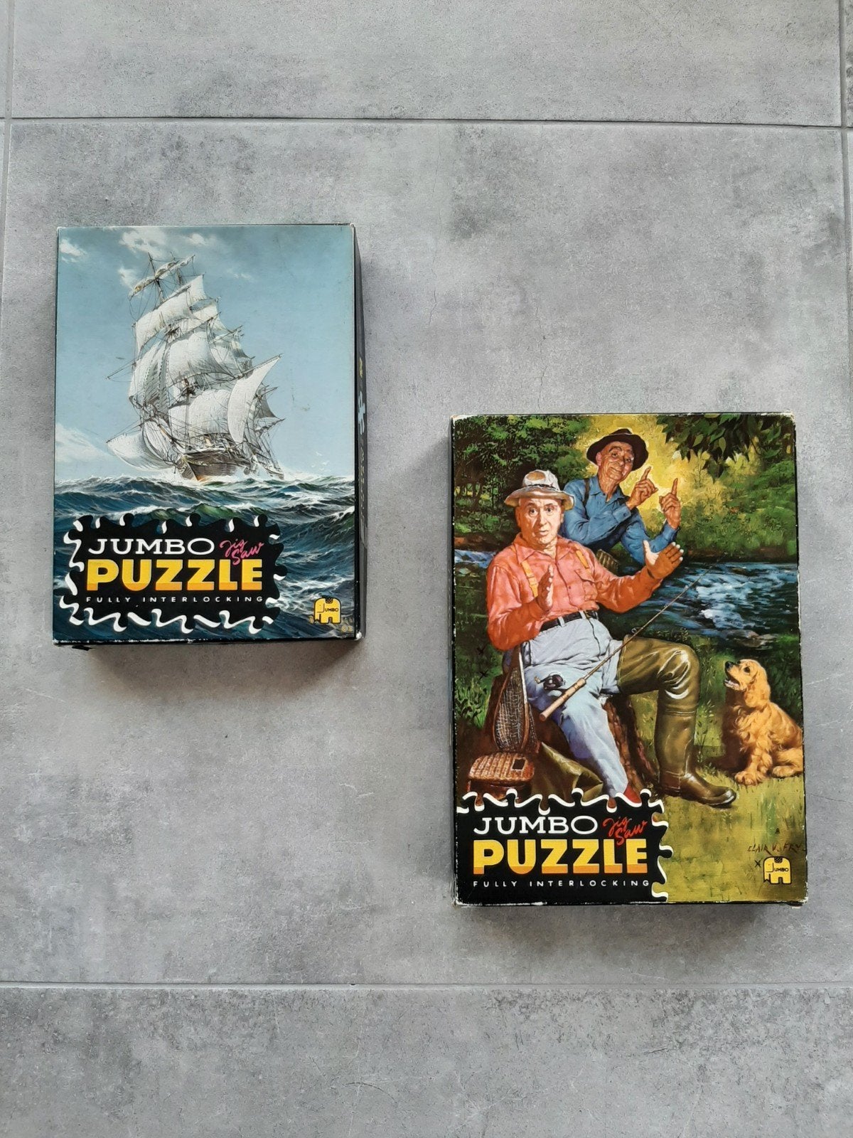2 Vintage Jumbo Puzzels: Zeilschip & Vissers, Een of twee spelers, Ophalen, Gebruikt, Jumbo