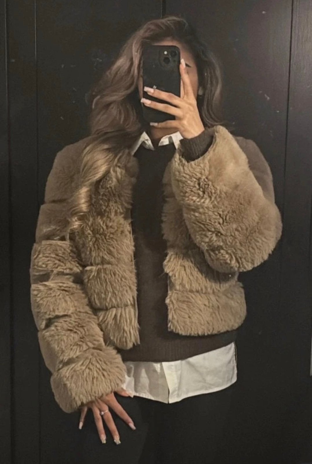 fur coat/bontjas, Verzenden, Zo goed als nieuw, Maat 34 (XS) of kleiner, Zwart