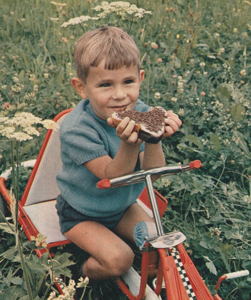 Retro reclame 1966 Venz hagelslag jongetje skelter, Verzenden, Overige typen