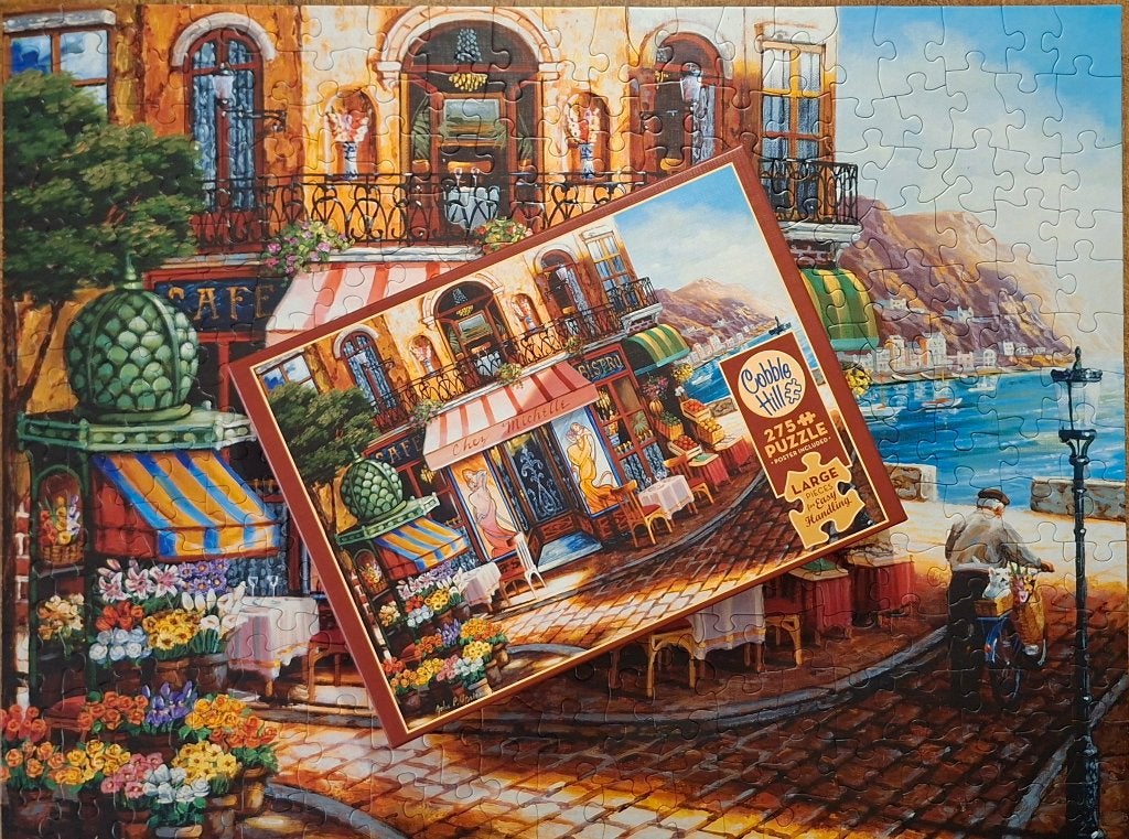 Cobble Hill puzzel Chez Michelle 275 pc. grote stukjes zgan., Ophalen of Verzenden, Minder dan 500 stukjes, Zo goed als nieuw