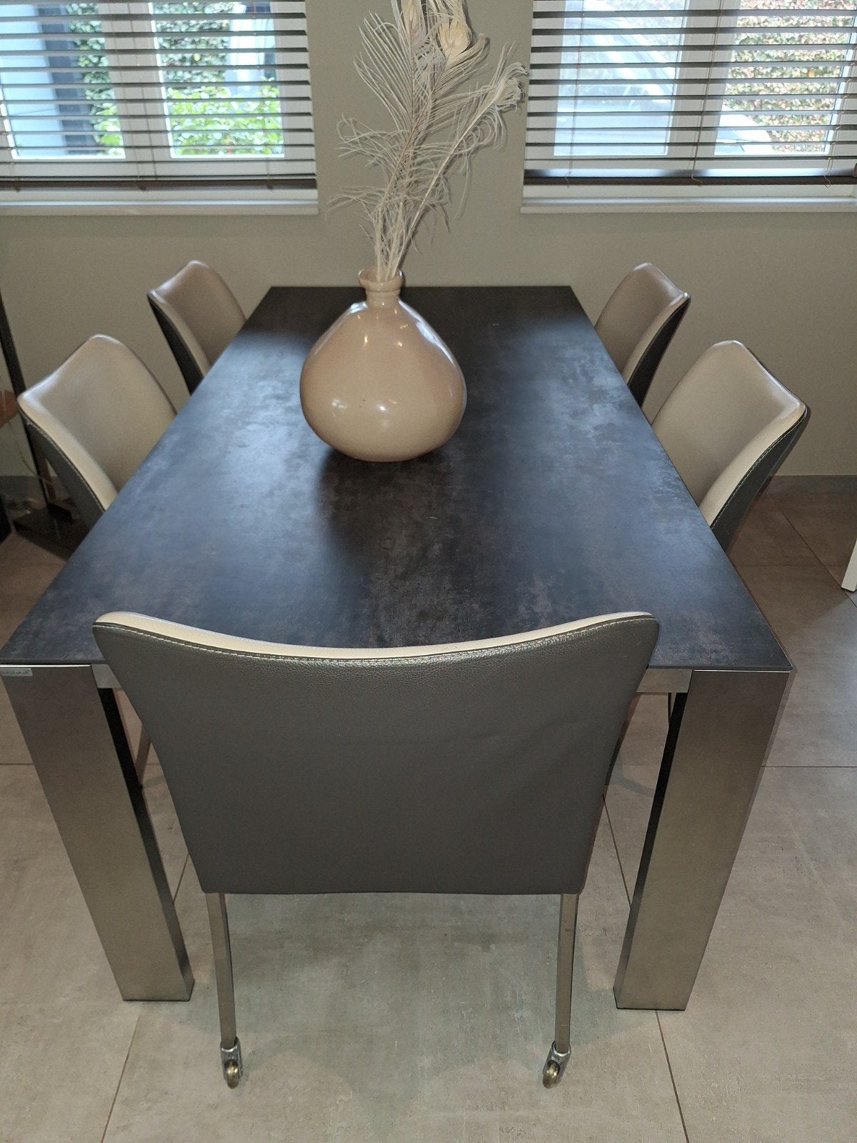 Eetkamertafel met 5 stoelen Bert Plantagie, Ophalen, 200 cm of meer, 50 tot 100 cm, Zo goed als nieuw