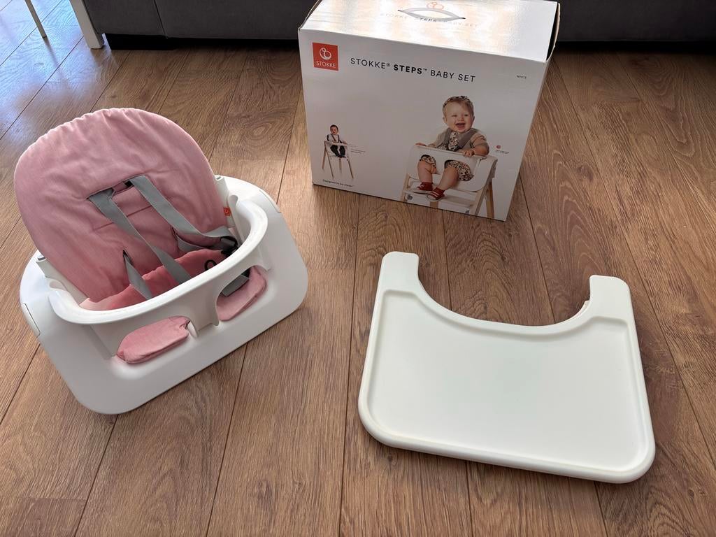 Stokke Steps Baby Set met eetblad en kussen, Ophalen, Gebruikt, Meegroeistoel, Aanschuifbaar