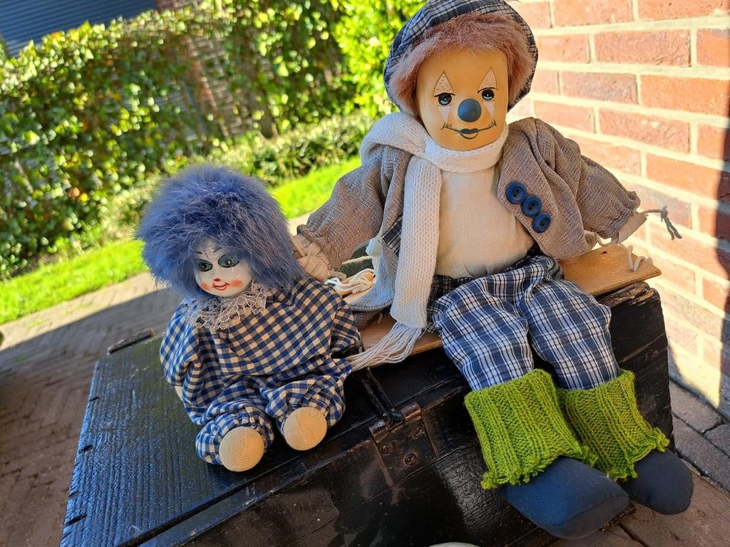 Vintage Porseleinen Clownpoppen: Groot en Klein, Ophalen