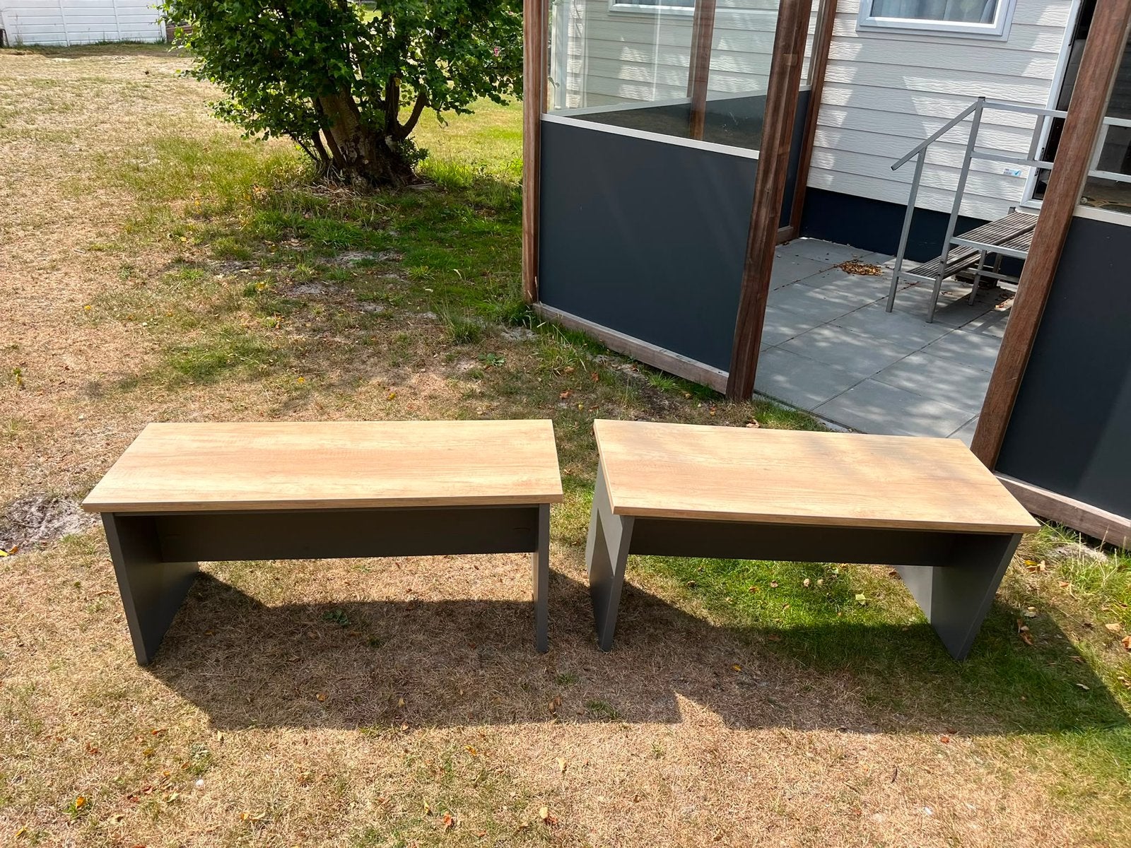 Set van 2 houten bankjes NIEUW, Ophalen, Minder dan 45 cm, Nieuw, 75 cm of meer