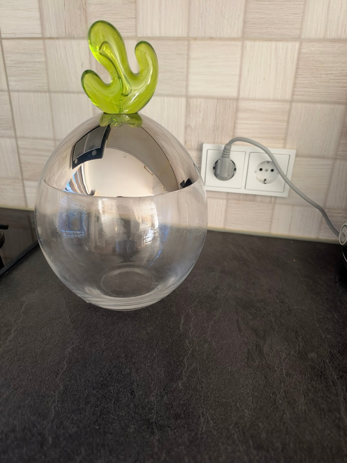 Alessi Big Ovo voorraadpot - Joanna Lyle design, Glas, Zilver, Ophalen of Verzenden, Zo goed als nieuw
