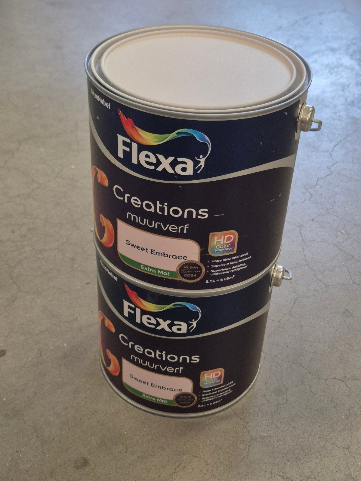 2x 2,5L Flexa Creations Muurverf Sweet Embrace, Doe-het-zelf en Verbouw, 5 tot 10 liter, Nieuw, Ophalen of Verzenden, Verf