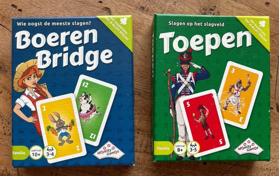 Boeren Bridge & Toepen kaartspellen - Identity Games, Drie of vier spelers, Ophalen of Verzenden, Gebruikt