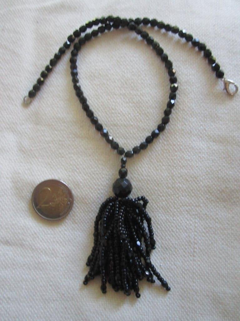10.  Schitterende oude ketting,  French jet,   40 cm, Ophalen, Overige materialen, Ketting