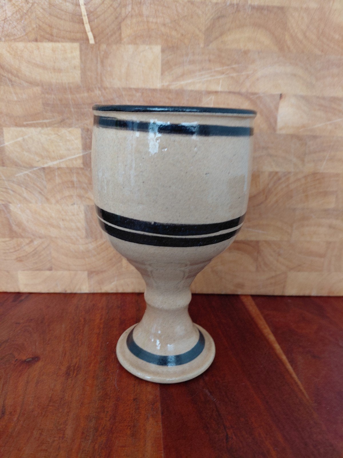 Vintage Aardewerk Beker/Kelk met Strepen, Ophalen