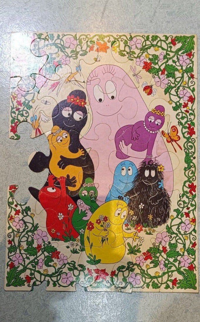 Vintage Barbapapa legpuzzel, 1 stukje vermist, Ophalen of Verzenden, Minder dan 500 stukjes, Gebruikt, Legpuzzel