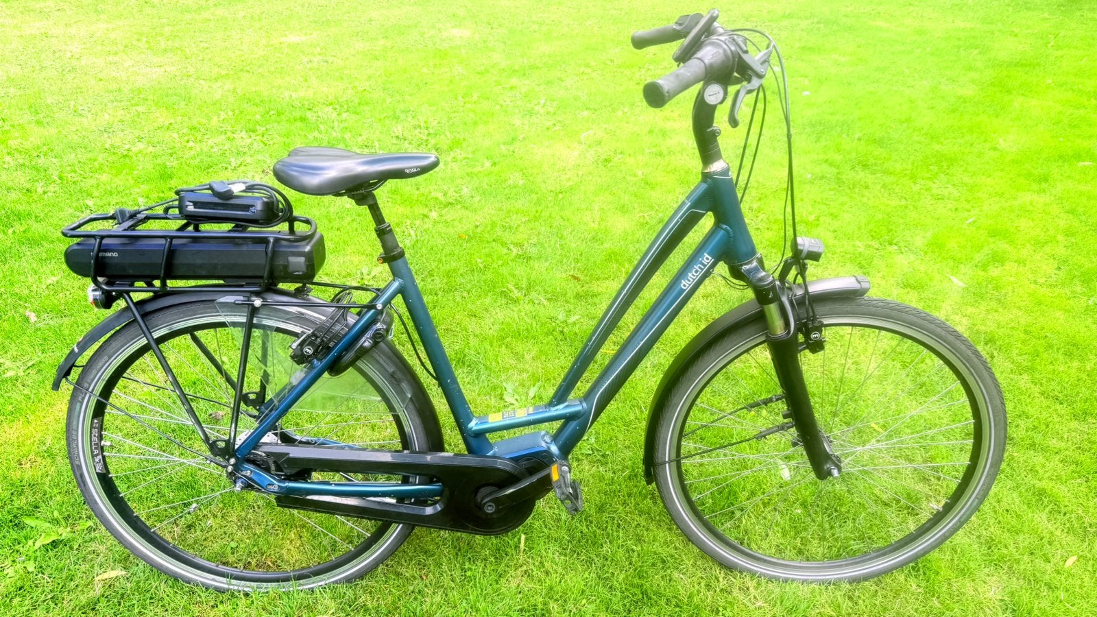 Goed werkende unisex damesfiets E-bike Dutchid 53cm 7 speed, Velgrem, Versnellingen, Ophalen, Overige merken