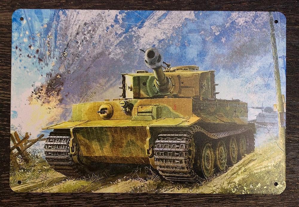 Tiger 1 Panzerkampfwagen Tank Metalen Wandbord Poster wo2, Verzamelen, Verzenden, Nederland, Overige typen