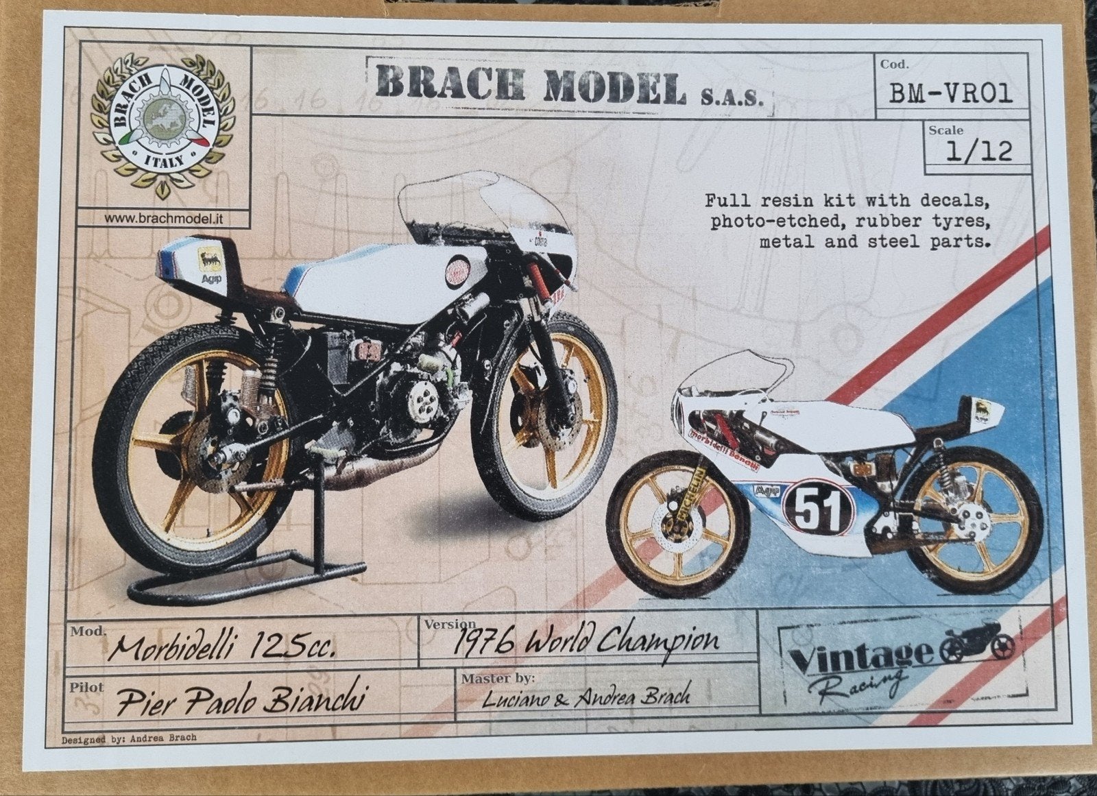 BRACH Model Morbidelli 125cc 1976 World Champion schaalmodel, Hobby en Vrije tijd, Overige merken, Nieuw, Ophalen of Verzenden