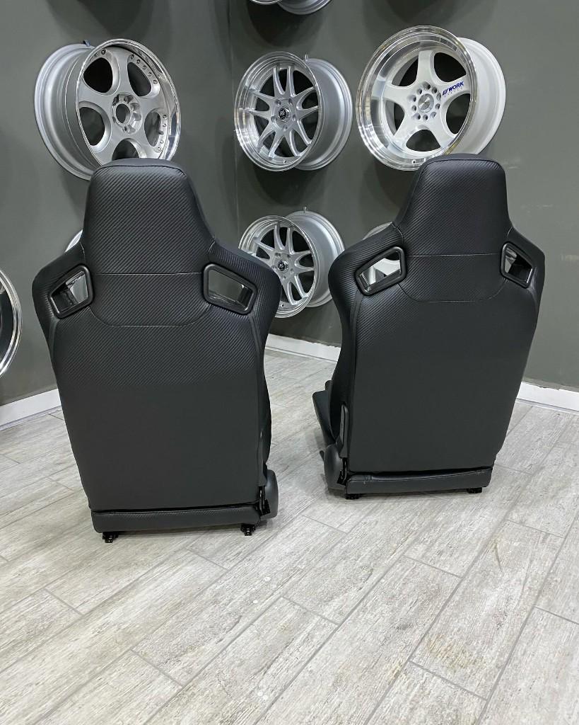 PowerParts sportstoel kuipstoel zwart carbon kunstleder, Auto diversen, Ophalen of Verzenden