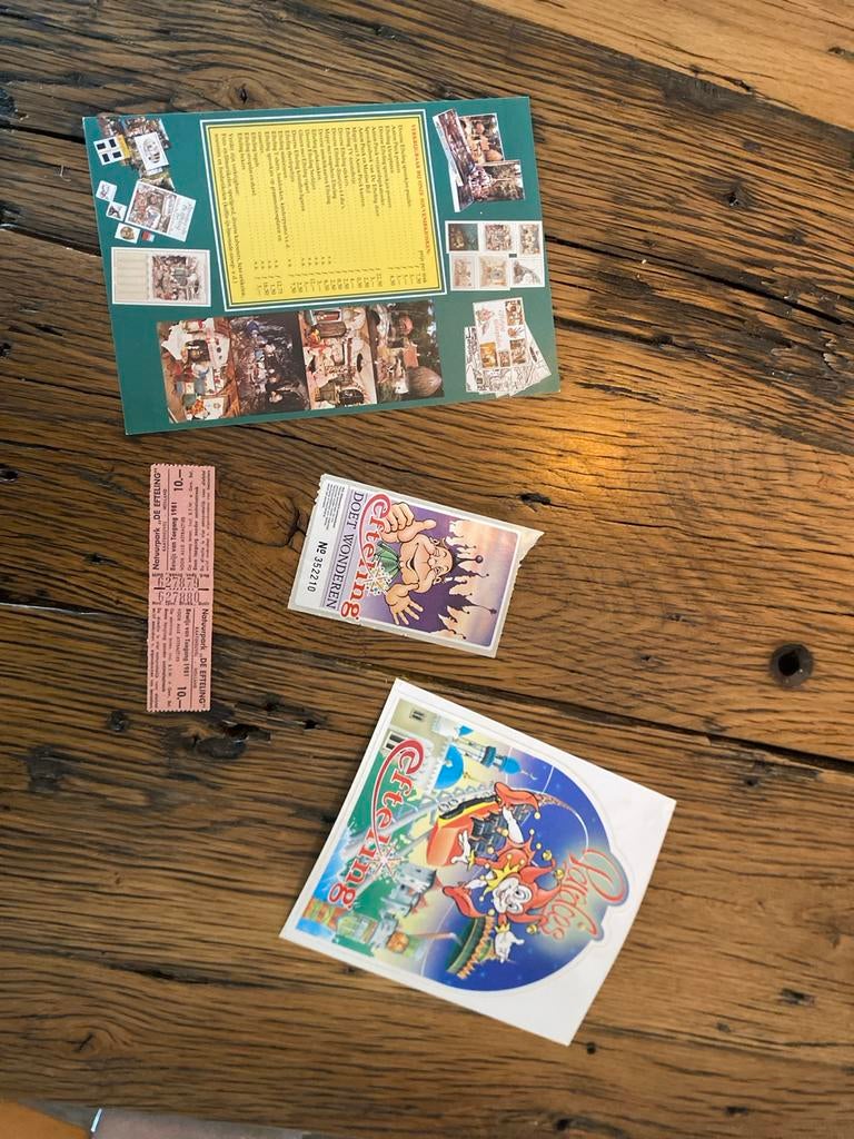 Efteling set 1981: Boekje, plattegrond, entreekaarten, stick, Verzamelen, Efteling, Gebruikt, Overige typen, Ophalen of Verzenden