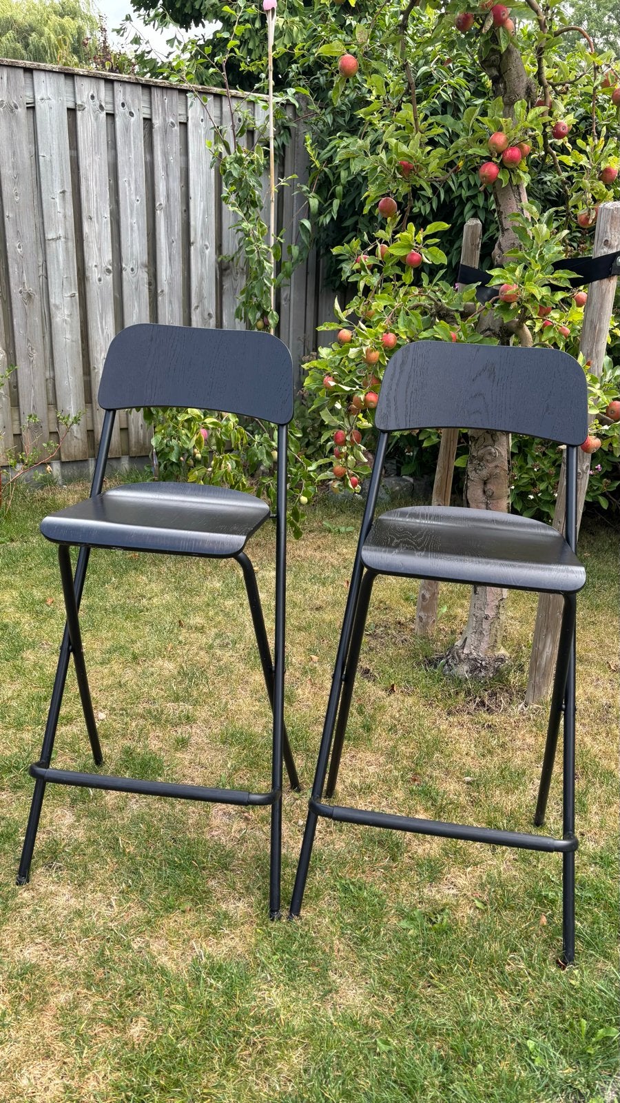 IKEA Franklin barstoelen - zwart, in zeer goede staat, Huis en Inrichting, Barkrukken, Ophalen, Met voetsteun, 60 tot 90 cm, Zo goed als nieuw